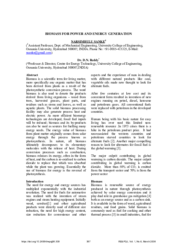 (PDF) Biomass for Power and Energy Generation