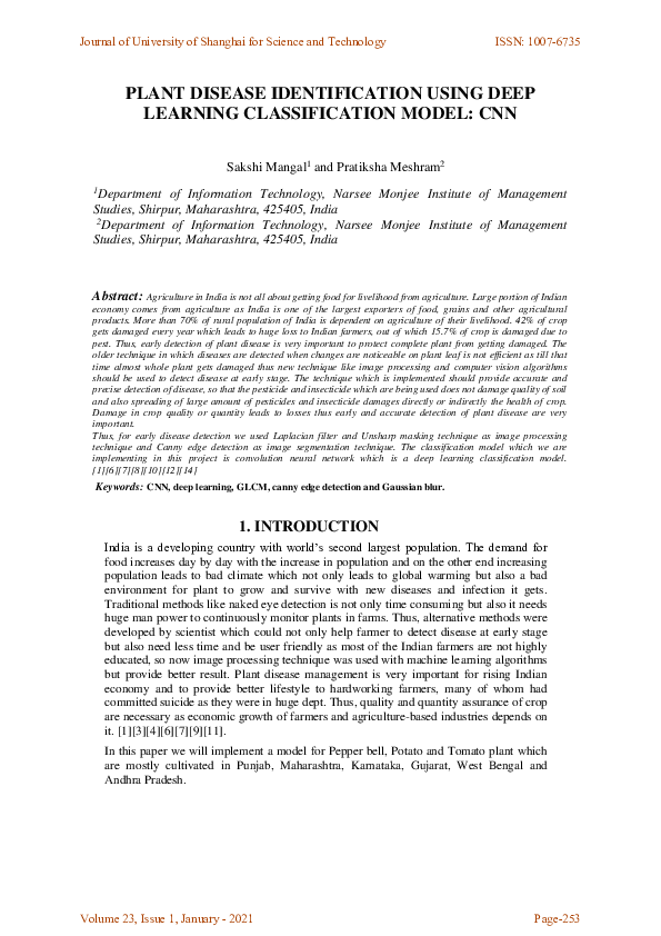 (PDF) Plant Disease Identification Using Deep Learning: A Systematic Review