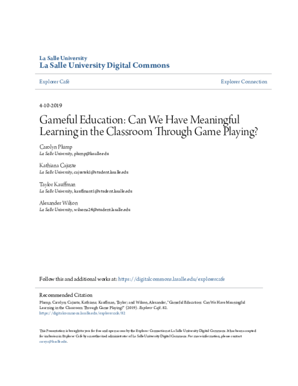 (PDF) Gameful Education: Can We Have Meaningful Learning in the ...