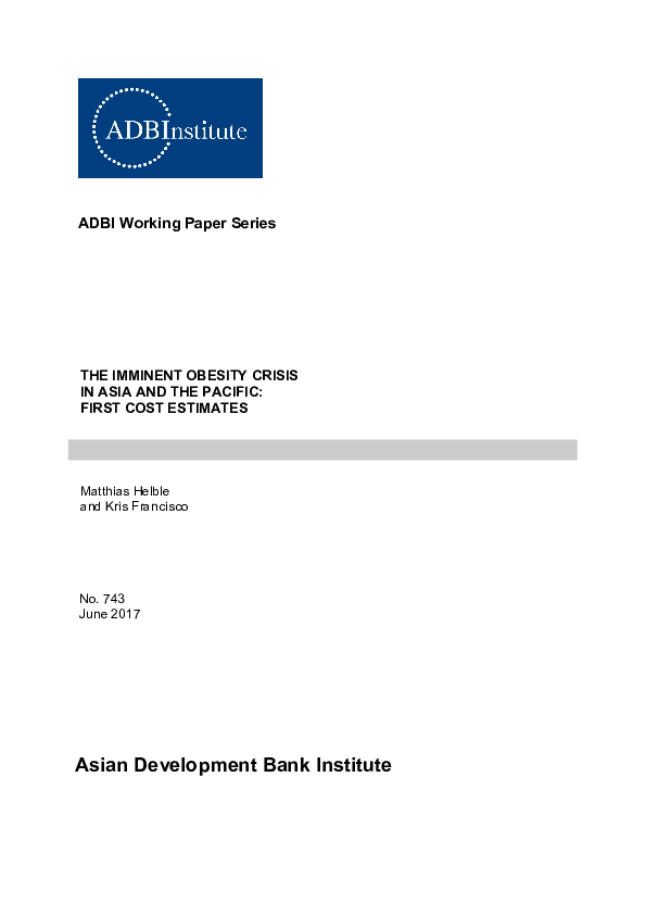 (PDF) The Imminent Obesity Crisis in Asia and the Pacific: First Cost ...