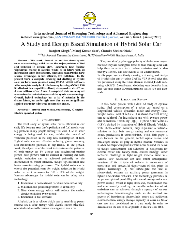 (PDF) A Study and Design Based Simulation of Hybrid Solar Car