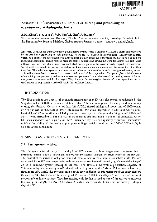 (PDF) Assessment of environmental impact of mining and processing of ...