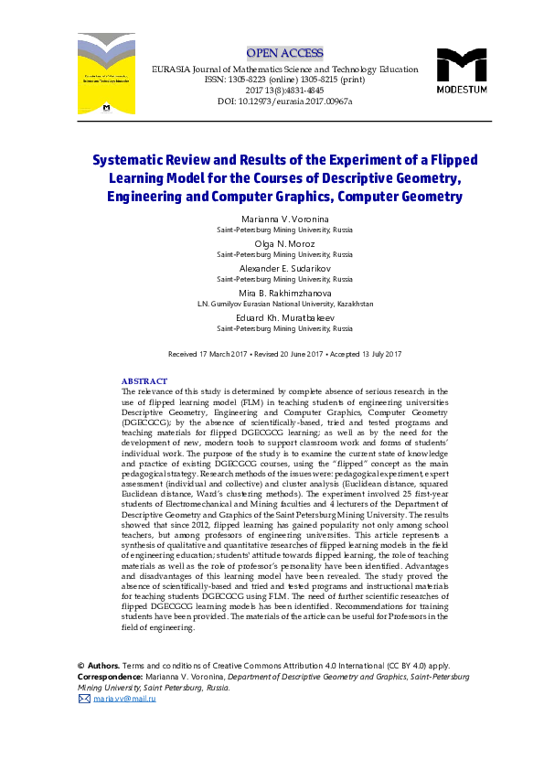 (PDF) Systematic Review and Results of the Experiment of a Flipped ...