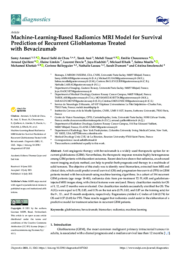 (PDF) Machine-Learning-Based Radiomics MRI Model for Survival ...