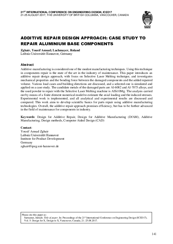 (PDF) Additive repair design approach: Case study to repair aluminium ...