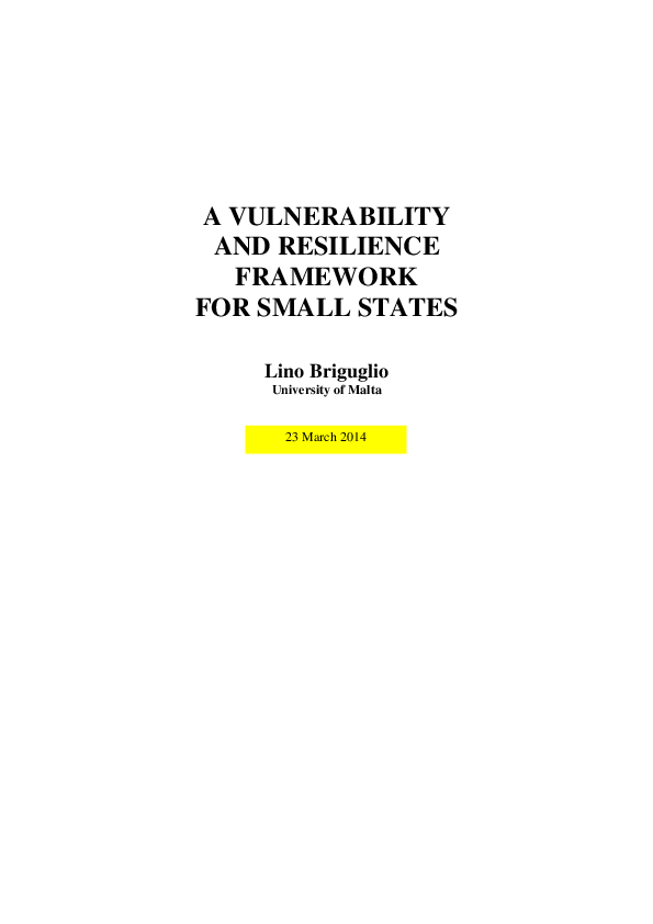 (PDF) A Vulnerability and Resilience Framework for Small States