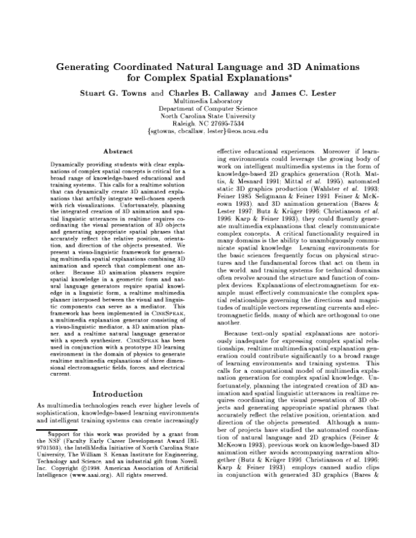 (PDF) Generating Coordinated Natural Language and 3D Animations for ...