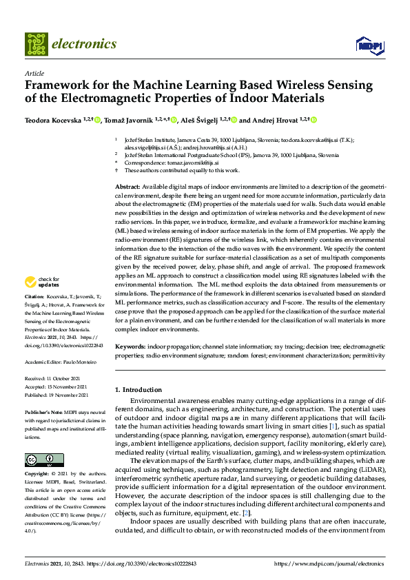(PDF) Framework for the Machine Learning Based Wireless Sensing of the ...