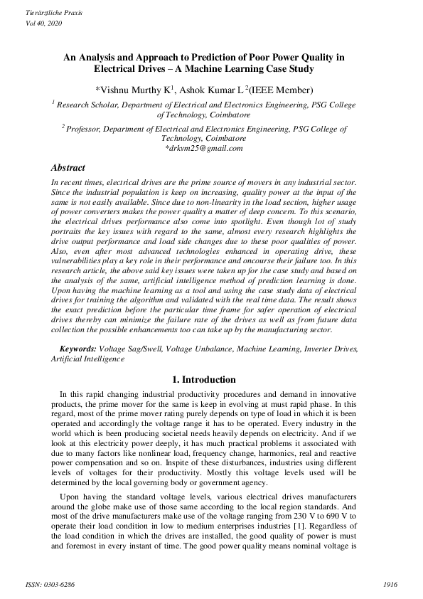 (PDF) An Analysis and Approach to Prediction of Poor Power Quality in ...