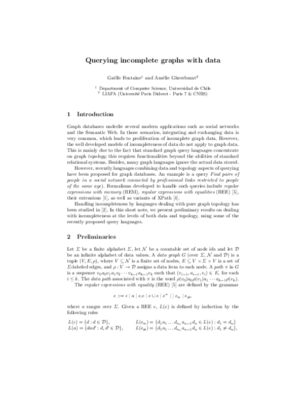 (PDF) Querying Incomplete Graphs with Data