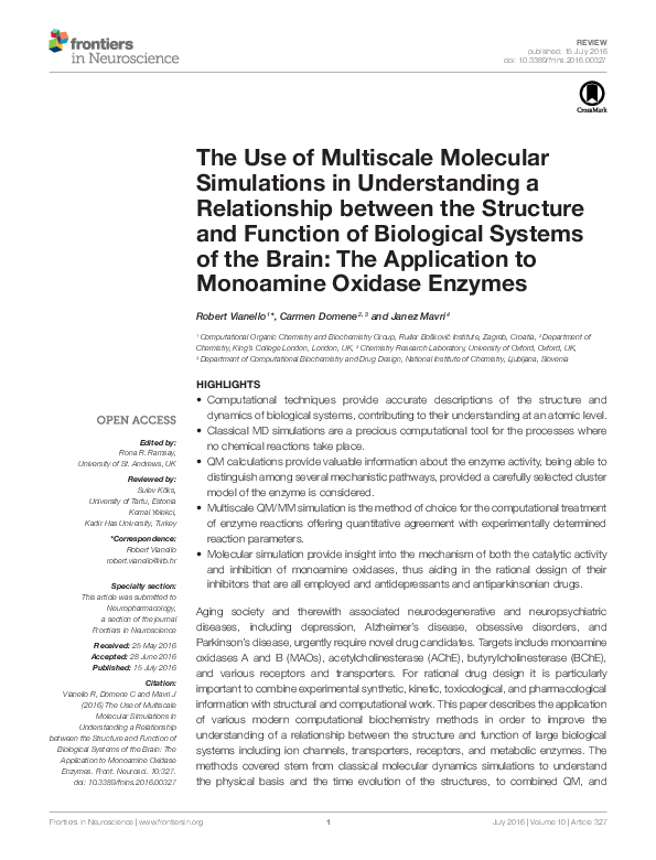 (PDF) The Use of Multiscale Molecular Simulations in Understanding a ...