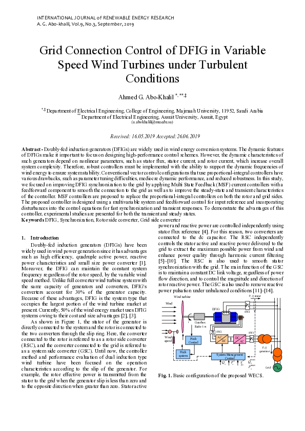 (PDF) Grid Connection Control of DFIG for Variable Speed Wind Turbines ...