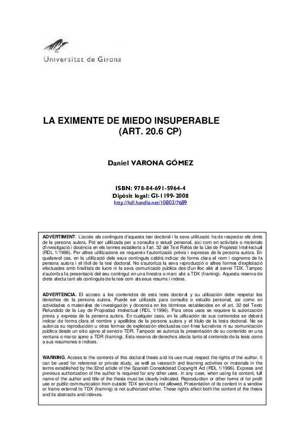 (PDF) La Eximente de miedo insuperable (art. 20.6 CP)