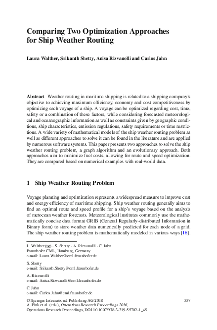 (PDF) Comparing Two Optimization Approaches for Ship Weather Routing