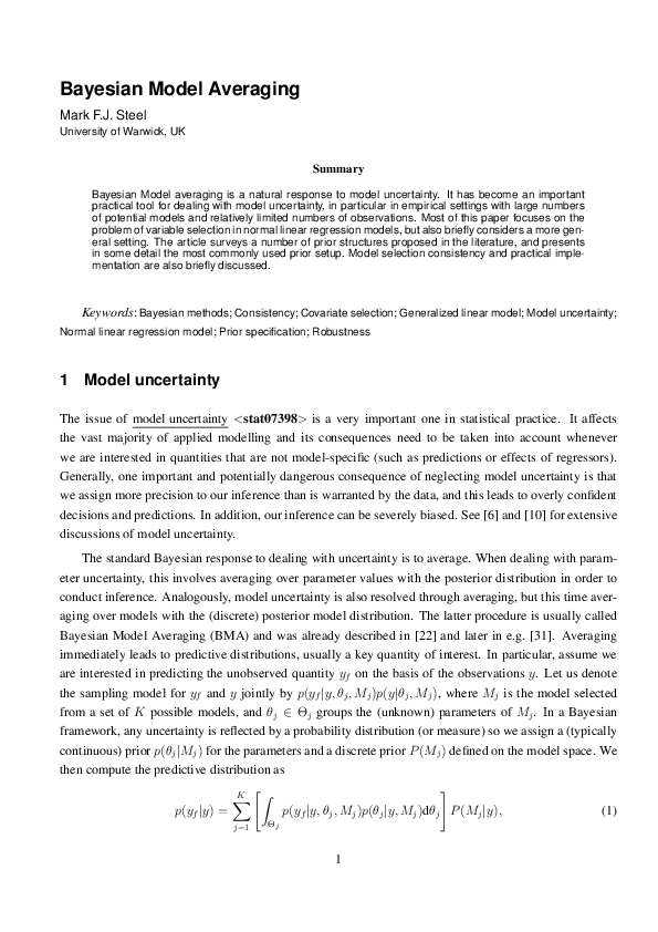 (PDF) Bayesian Model Averaging