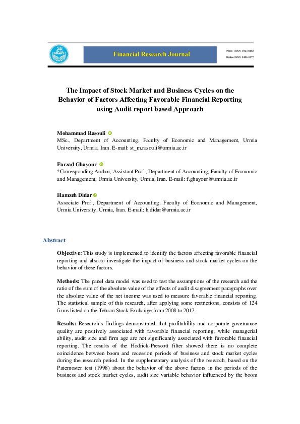 (PDF) The Impact of Stock Market and Business Cycles on the Behavior of ...