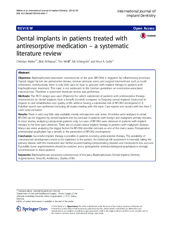 (PDF) Dental implants in patients treated with antiresorptive ...