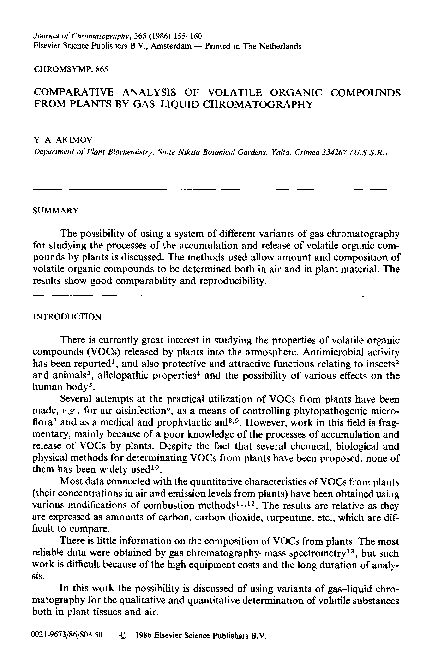 (PDF) Comparative analysis of volatile organic compounds from plants by ...