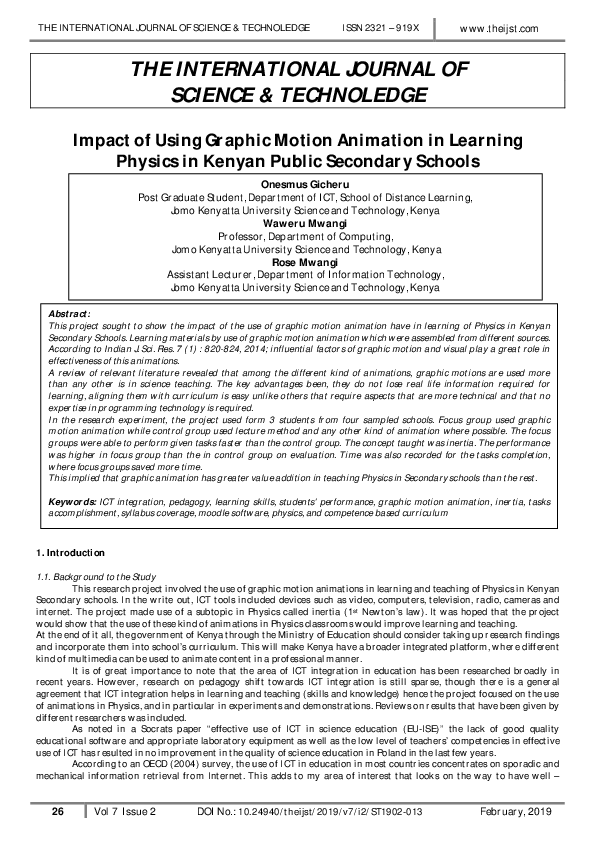 (PDF) Impact of Using Graphic Motion Animation in Learning Physics in ...
