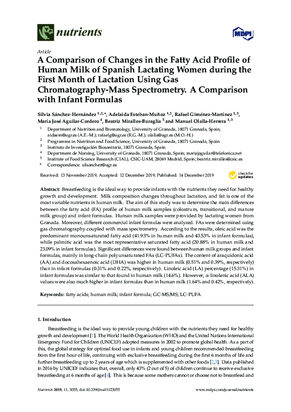 (PDF) A Comparison of Changes in the Fatty Acid Profile of Human Milk ...