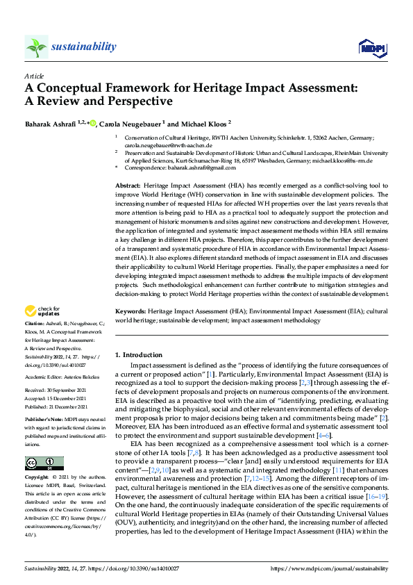 (PDF) A Conceptual Framework for Heritage Impact Assessment: A Review ...