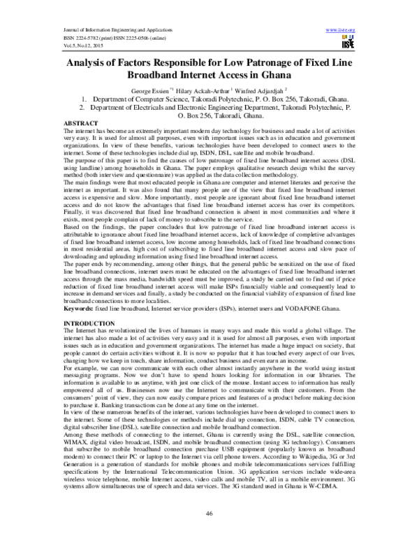 (PDF) Analysis of Factors Responsible for Low Patronage of Fixed Line ...