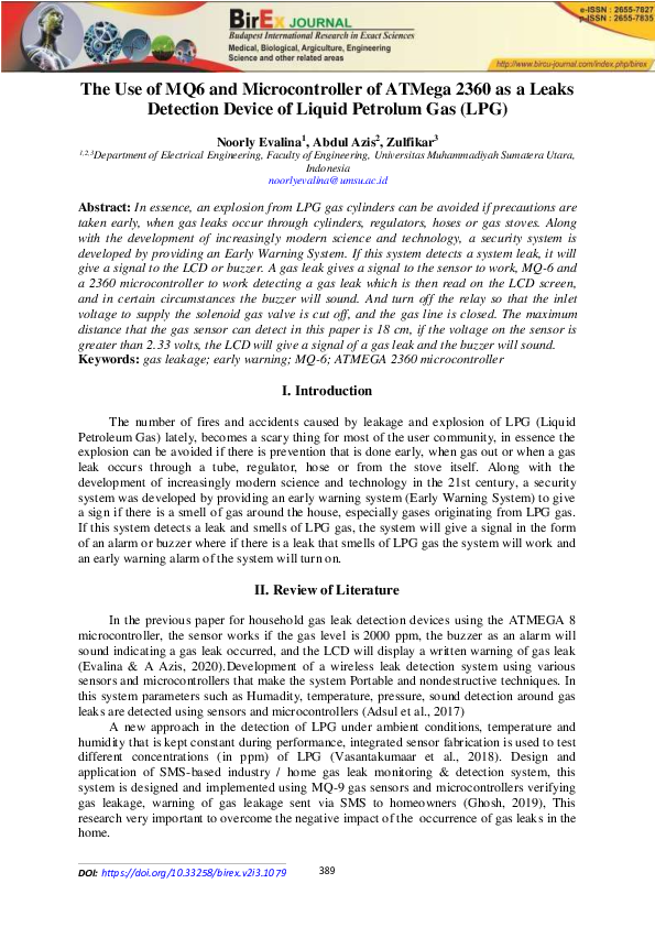(PDF) The Use of MQ6 and Microcontroller of ATMega 2360 as a Leaks ...