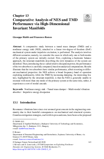 (PDF) Comparative Analysis of NES and TMD Performance via High ...