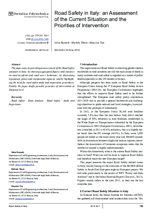 (PDF) Road Safety · Data Analysis · Road Safety · Audit and Inspections