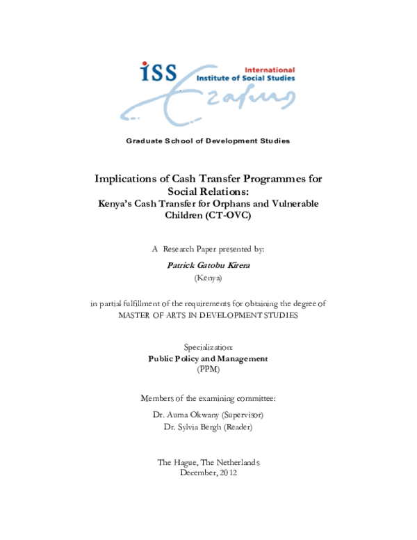 (PDF) Implications of Cash Transfer Programmes for Social Relations ...