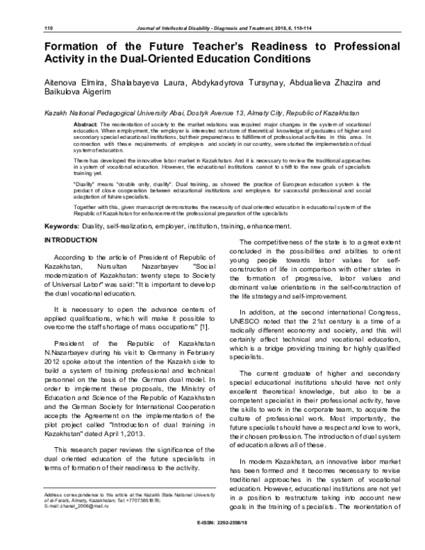 (PDF) Formation of the Future Teacher's Readiness to Professional ...