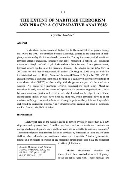 (PDF) The Extent of Maritime Terrorism and Piracy: A Comparative Analysis