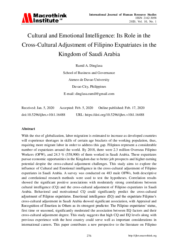 (PDF) Cultural and Emotional Intelligence: Its Role in the Cross ...