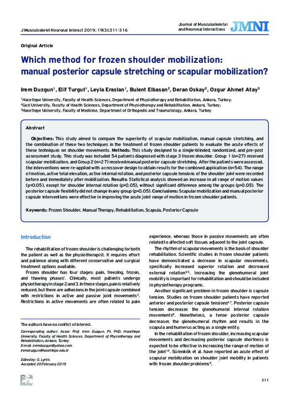(PDF) Which method for frozen shoulder mobilization: manual posterior ...