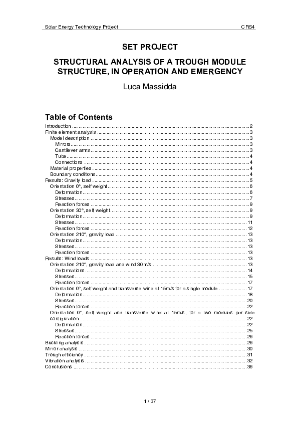 (PDF) Structural analysis of a trough module structure, in operation ...