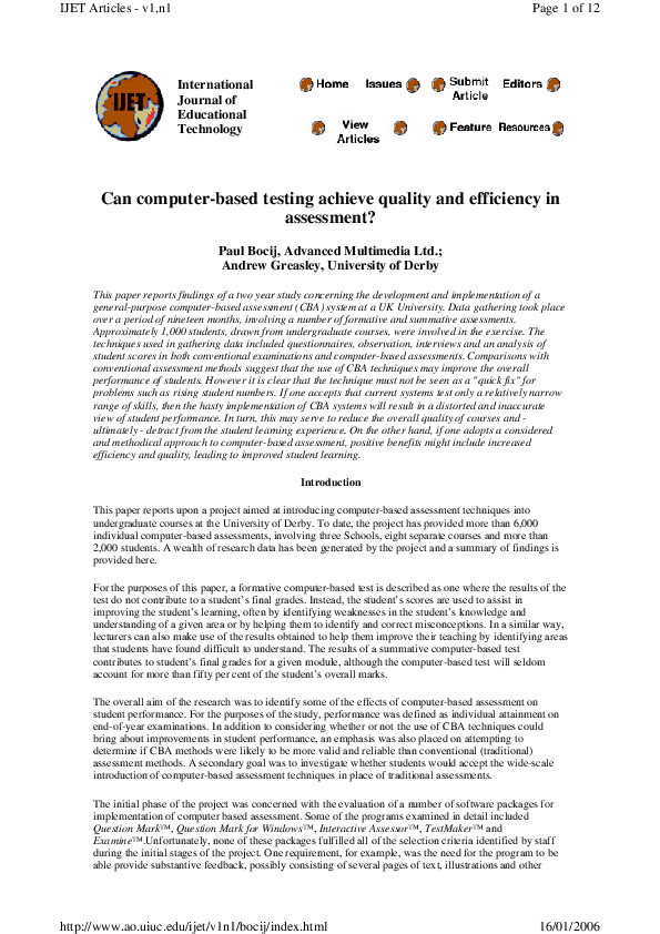 (PDF) Can Computer-Based Testing Achieve Quality and Efficiency in ...