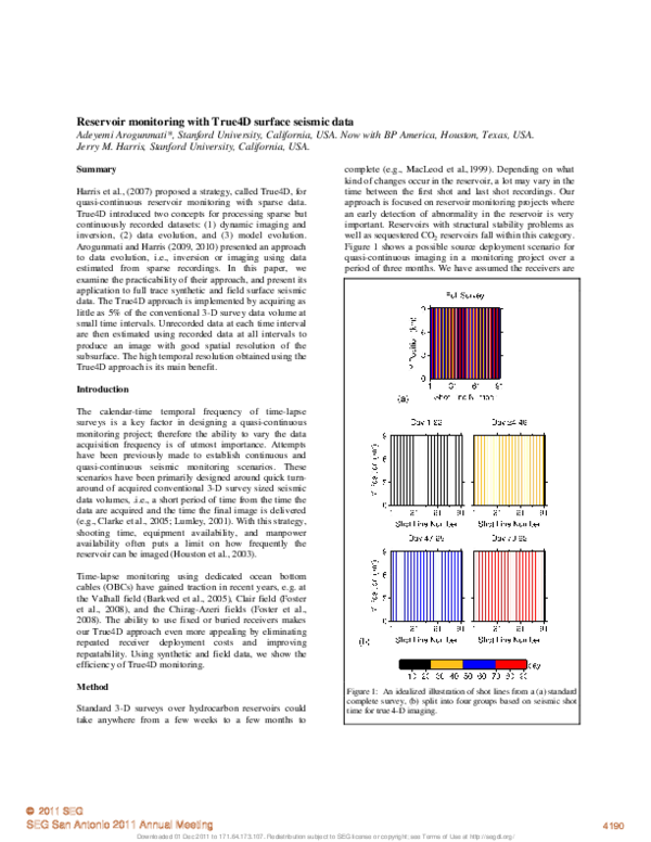 (PDF) Reservoir monitoring with True4D surface seismic data