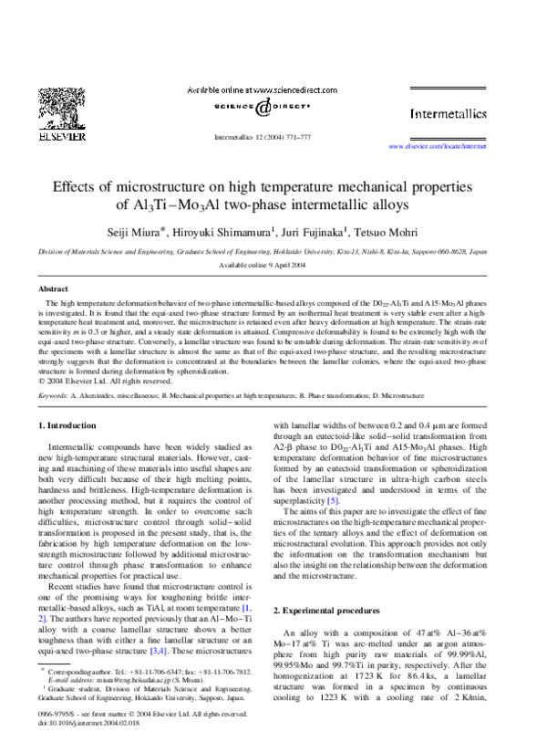(PDF) Effects of microstructure on high temperature mechanical ...