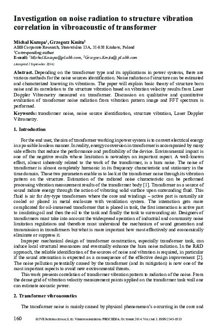(PDF) Investigation on noise radiation to structure vibration ...