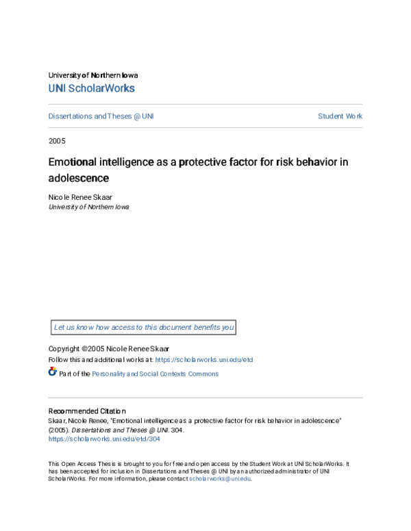 (PDF) Emotional intelligence as a protective factor for risk behavior ...