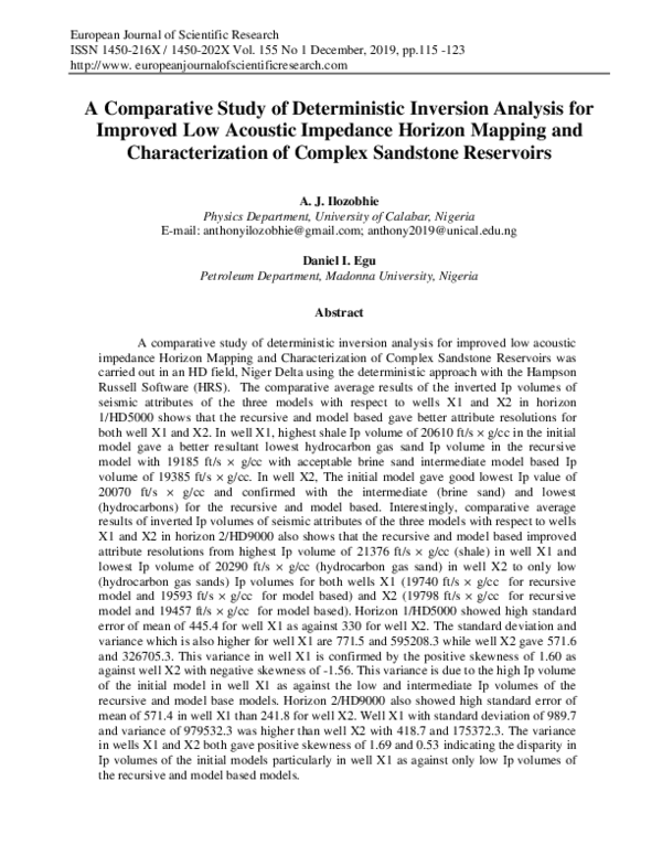 (PDF) A Comparative Study of Deterministic Inversion Analysis for ...