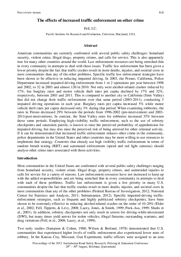 (PDF) The effects of increased traffic enforcement on other crime