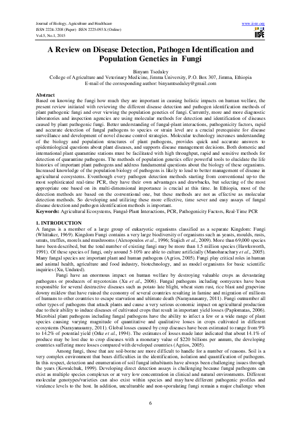 (PDF) A Review on Disease Detection, Pathogen Identification and ...