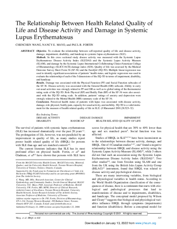 (PDF) The relationship between health related quality of life and ...