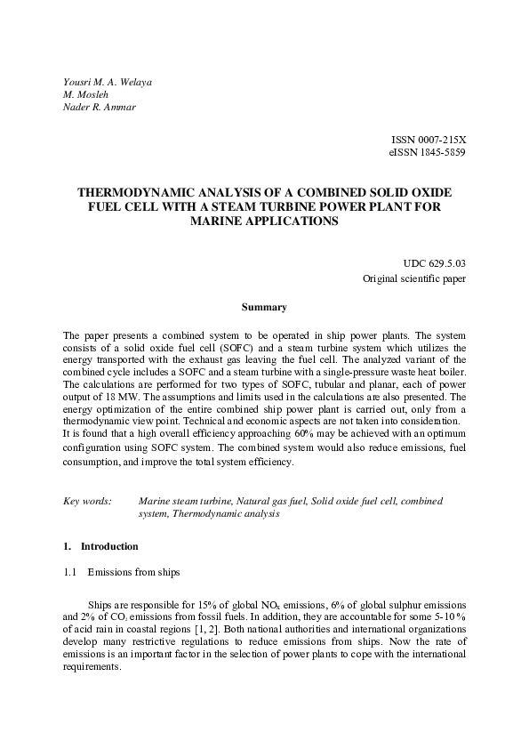 (PDF) Thermodynamic Analysis of a Combined Solid Oxide Fuel Cell with a ...