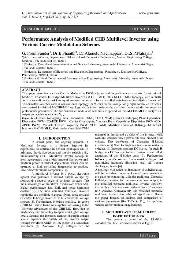 (PDF) Performance Analysis of Modified CHB Multilevel Inverter using ...