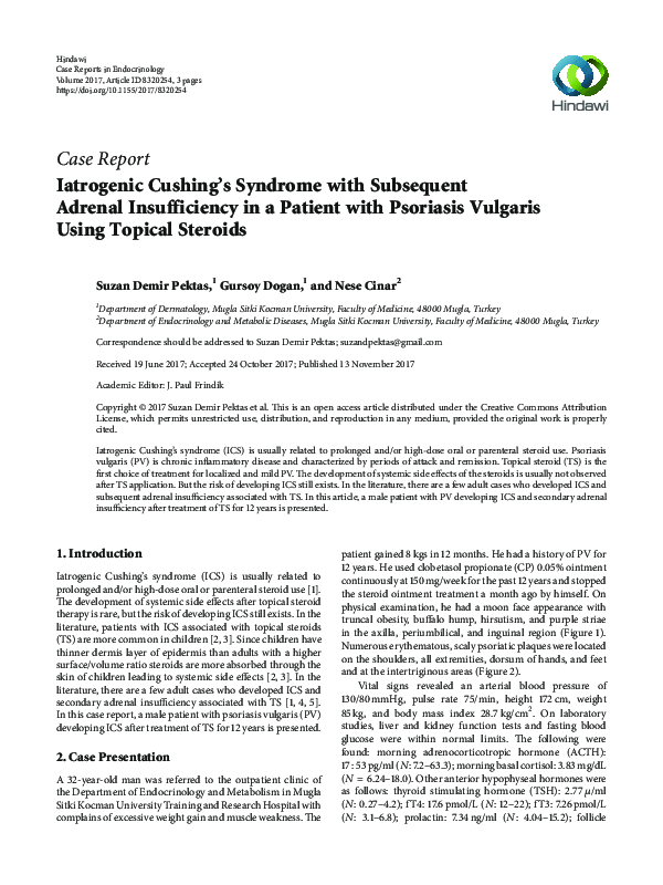 (PDF) Iatrogenic Cushing's Syndrome with Subsequent Adrenal