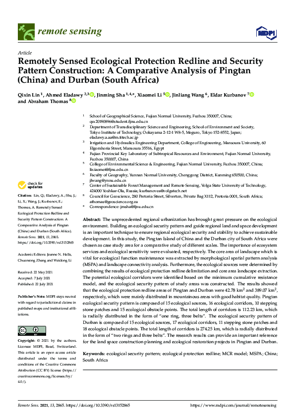 (PDF) Remotely Sensed Ecological Protection Redline and Security ...