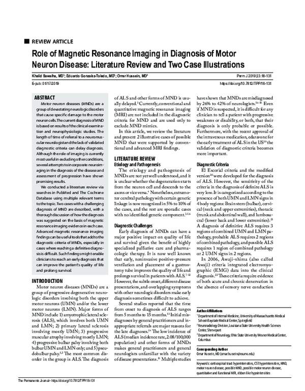 (PDF) Role of Magnetic Resonance Imaging in Diagnosis of Motor Neuron ...