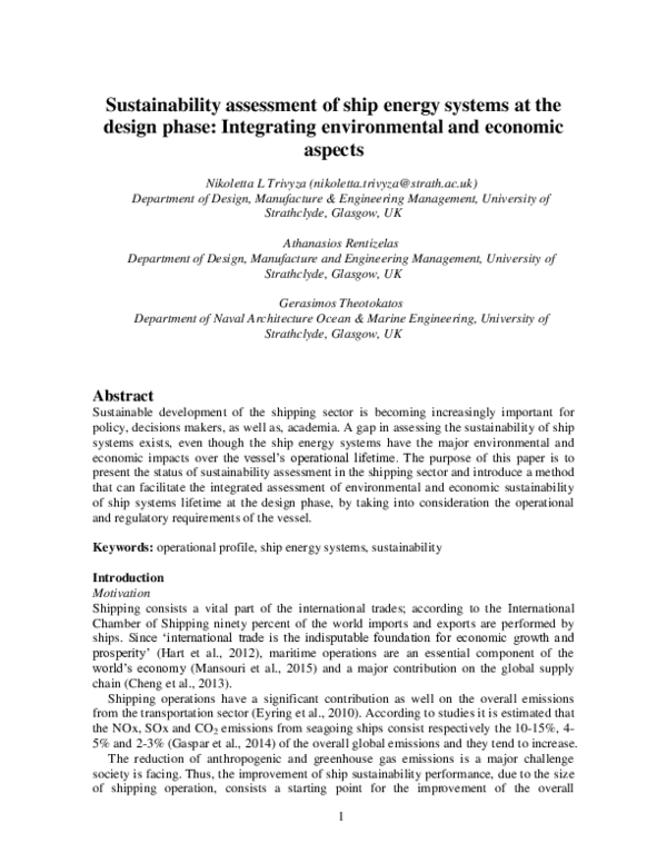 (PDF) Sustainability assessment of ship energy systems at the design ...